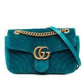 Medium GG Marmont Matelasse Velvet Shoulder Bag