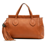 Leather Lady Tassel Top Handle Bag