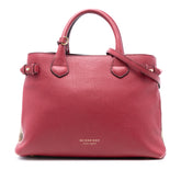 Medium Leather and House Check Banner Satchel