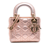 Mini Metallic Lambskin Cannage Lady Dior