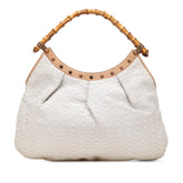 Woven Leather Bamboo Studded Hobo