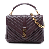 Medium Quilted Chevron Sheepskin College Satchel