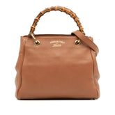 Small Calfskin Bamboo Shopper Satchel