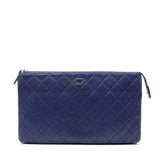 CC Quilted Lambskin Double Zip Pouch