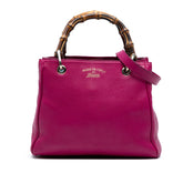 Small Calfskin Bamboo Shopper Satchel