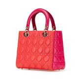 Medium Bicolor Lambskin Cannage Lady Dior