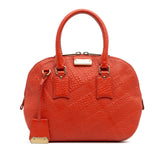 Small Heritage Grain Check Embossed Leather Orchard Bowling Bag