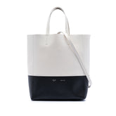 Small Bicolor Grained Calfskin Vertical Cabas Tote