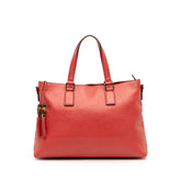 Leather Bamboo Tassel Satchel