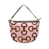 Canvas Bamboo Horsebit Print Hobo