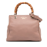 Small Calfskin Bamboo Shopper Satchel