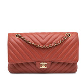 Medium Classic Chevron Lambskin Double Flap
