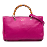 Medium Calfskin Bamboo Shopper Satchel