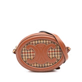 Small Houndstooth Canvas and Calfskin Cuir Triomphe Oval Crossbody