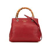 Small Calfskin Bamboo Shopper Satchel