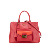 Saffiano Lux Galleria Double Zip Front Pocket Satchel