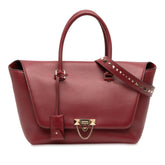 Leather Rockstud Demilune Satchel