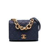 CC Quilted Lambskin Triple Pearl Chain Flap
