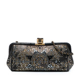 CC Glitter Lambskin Studded Frame Clutch on Chain