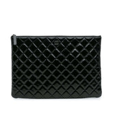 Large Quilted Patent O Case Clutch