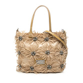 Floral Embellished Satin Satchel