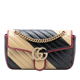Medium GG Marmont Bicolor Matelasse Diagonal Leather Torchon Shoulder Bag