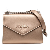 Metallic Saffiano Cuir Leather Monochrome Envelope Flap