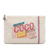 Large Quilted Printed Canvas Coco Cuba Libre O Case Clutch
