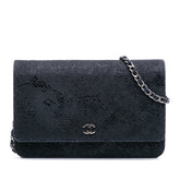 Lace Overlay Goatskin Wallet On Chain