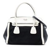 Bicolor Saffiano Cuir Trimmed Canvas Satchel