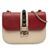 Small Tricolor Calfskin Rockstud Glam Lock Crossbody