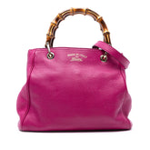 Small Calfskin Bamboo Shopper Satchel