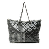 Large Quilted Tweed and Vinyl Funny Patchwork Tote