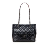 Small Quilted Glazed Calfskin Duo Color Tote