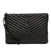 Quilted Chevron Leather Monogram Document Holder
