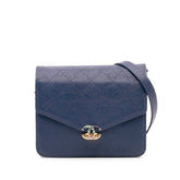 Square Quilted Grained Calfskin Cuba Thread Around Wallet On Chain