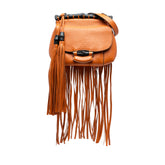 Small Leather Bamboo Nouveau Fringe Crossbody