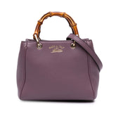 Mini Calfskin Bamboo Shopper Satchel