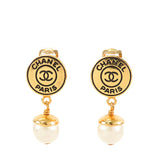 CC Gold Plated Faux Pearl Drop Clip On Earrings