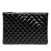 Large Quilted Patent O Case Clutch