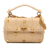Large Raffia Roman Stud Satchel