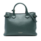 Medium Leather and House Check Banner Satchel