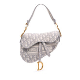 Oblique Canvas Embroidered Saddle Bag