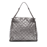 Large Quilted Metallic Calfskin Chain Me Hobo