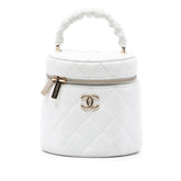 Quilted Lambskin Ruched Handle Vanity Case