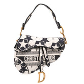Embroidered Canvas Stars Saddle Bag