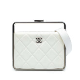 Quilted Lambskin Metal Bar Convertible Clutch