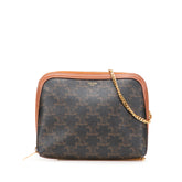 Triomphe Coated Canvas Clutch On Chain