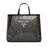 Large Sequined Mesh Logo Tote