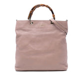 Tall Leather Bamboo Shopper Tote